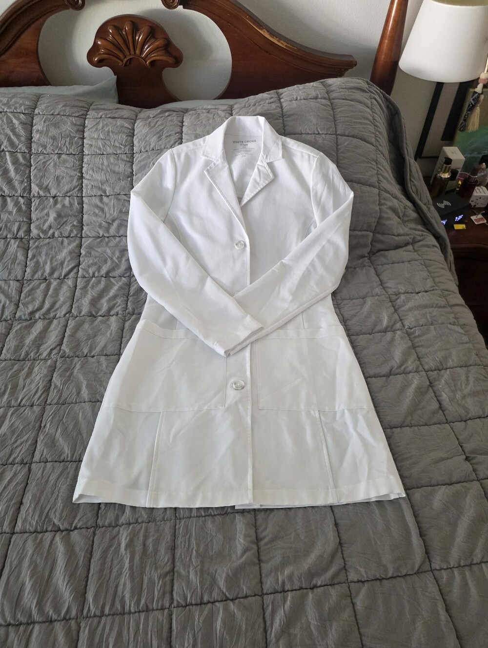 White Cross Women's White Button-Front Long Sleeve Lab Coat